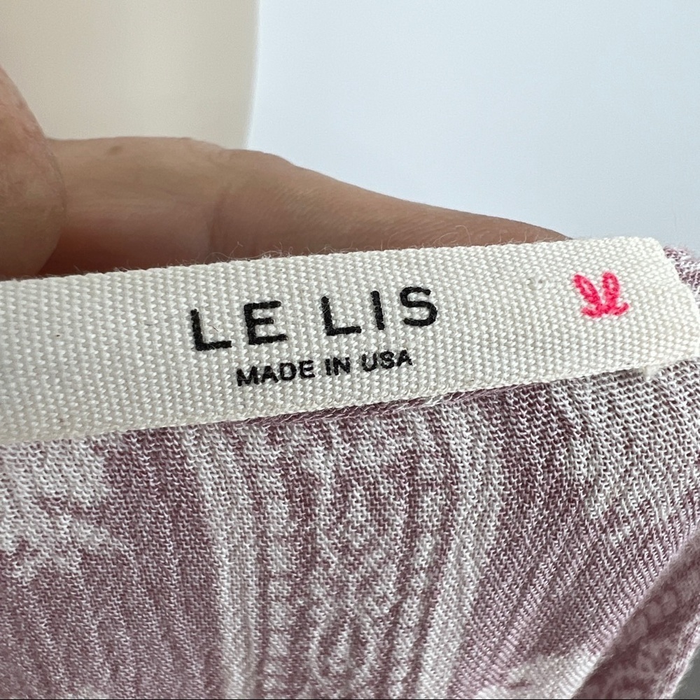 Le Lis Wrap Floral Side Tie V-Neckline Cap Sleeve Striped Mauve Midi Dress - Picture 12 of 13